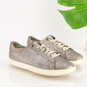 Cole Haan Womens Grand Crosscourt Sneaker Size 5.5 Silver Leather Casual Shoe
